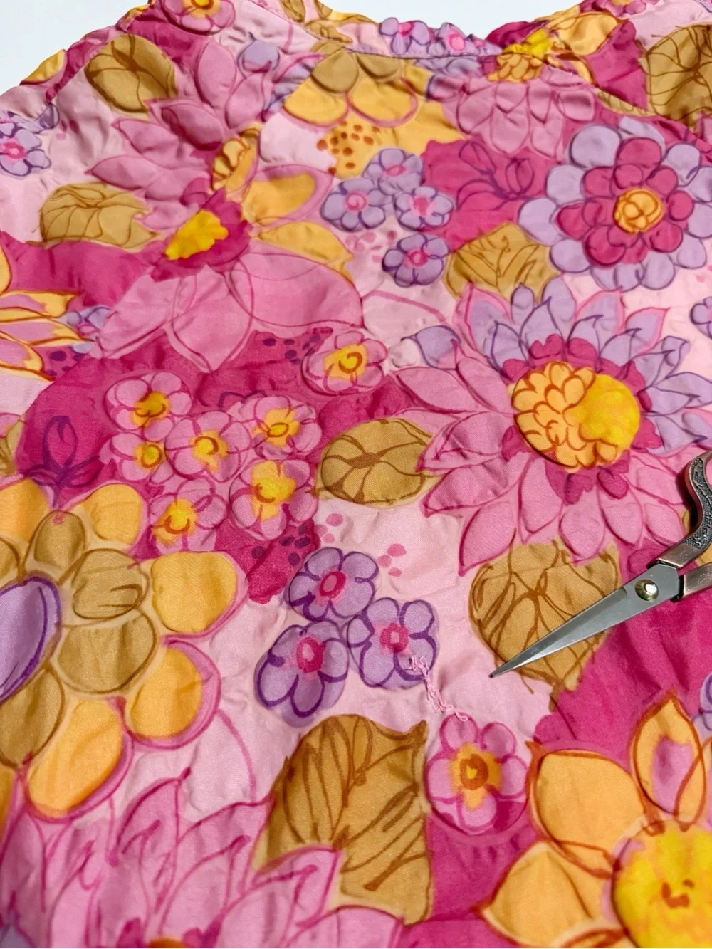 Vintage 60s Millay Floral Retro Mod Robe Housecoat Pink Size S